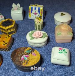 Lot Vintage Vanity Dresser Trinket Boxes Porcelain Hinged Hand Painted Soapstone