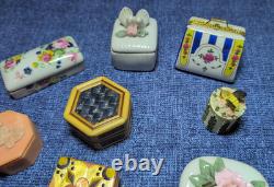 Lot Vintage Vanity Dresser Trinket Boxes Porcelain Hinged Hand Painted Soapstone