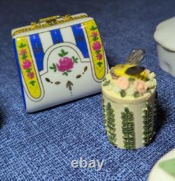 Lot Vintage Vanity Dresser Trinket Boxes Porcelain Hinged Hand Painted Soapstone