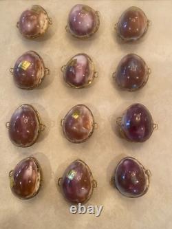Lot of 12- Vintage Shell Trinket Pill Box Ring Box Container Holder (Violet)