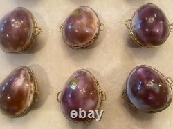 Lot of 12- Vintage Shell Trinket Pill Box Ring Box Container Holder (Violet)