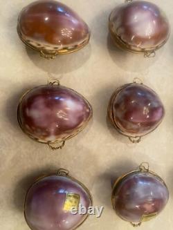 Lot of 12- Vintage Shell Trinket Pill Box Ring Box Container Holder (Violet)