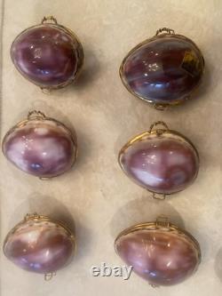 Lot of 12- Vintage Shell Trinket Pill Box Ring Box Container Holder (Violet)