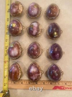 Lot of 12- Vintage Shell Trinket Pill Box Ring Box Container Holder (Violet)