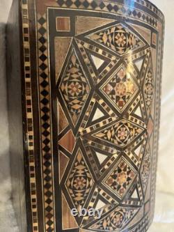 Lot of 3 Vintage Marquetry Inlay Boxes 1 Wooden Box & 2 Hexagonal Trinkets