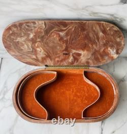 Lovely Large Rare Genuine Vintage Incolay Stone Jewelry Box HUGE 4 Seasons