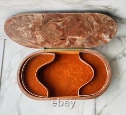 Lovely Large Rare Genuine Vintage Incolay Stone Jewelry Box HUGE 4 Seasons