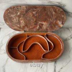 Lovely Large Rare Genuine Vintage Incolay Stone Jewelry Box HUGE 4 Seasons