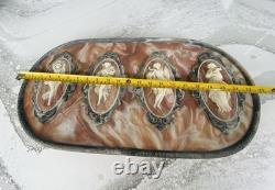 Lovely Large Rare Genuine Vintage Incolay Stone Jewelry Box HUGE 4 Seasons