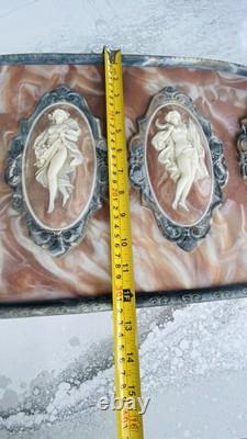 Lovely Large Rare Genuine Vintage Incolay Stone Jewelry Box HUGE 4 Seasons