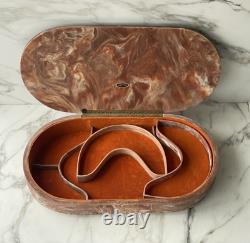 Lovely Large Rare Genuine Vintage Incolay Stone Jewelry Box HUGE 4 Seasons