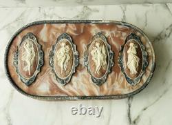 Lovely Large Rare Genuine Vintage Incolay Stone Jewelry Box HUGE 4 Seasons