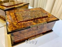 Luxury Moroccan Royal jewellery burl wooden box Organizer With Key Keepsake Box