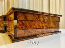 Luxury Moroccan Royal jewellery burl wooden box Organizer With Key Keepsake Box