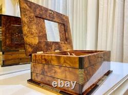 Luxury Moroccan Royal jewellery burl wooden box Organizer With Key Keepsake Box