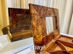 Luxury Moroccan Royal jewellery burl wooden box Organizer With Key Keepsake Box