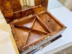 Luxury Moroccan Royal jewellery burl wooden box Organizer With Key Keepsake Box