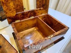 Luxury Moroccan Royal jewellery burl wooden box Organizer With Key Keepsake Box