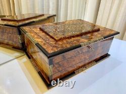 Luxury Moroccan Royal jewellery burl wooden box Organizer With Key Keepsake Box