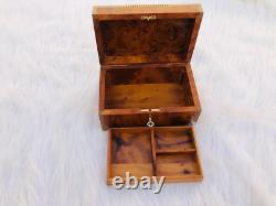 Makeup box case vintage wood wooden box with lid lacquer box antique box