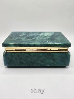 Marble Malachite Trinket Jewelry Box Vintage Free Shipping