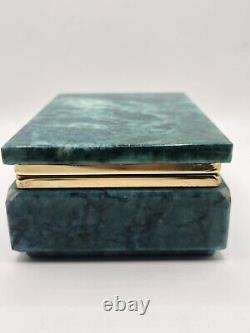 Marble Malachite Trinket Jewelry Box Vintage Free Shipping