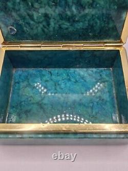 Marble Malachite Trinket Jewelry Box Vintage Free Shipping