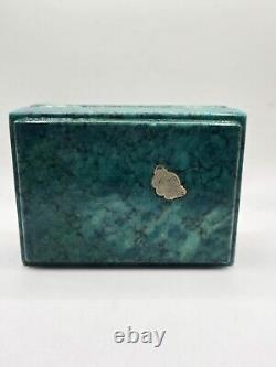 Marble Malachite Trinket Jewelry Box Vintage Free Shipping