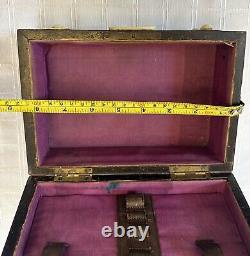 Mid Century Antique Wood Inlaid Jewelry Box Tea Storage Box
