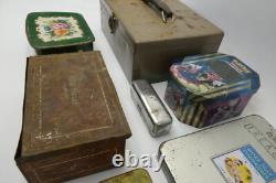 Mixed Lot Vintage Used Metal Tin Trinket Boxes Containers Pokemon Walt Disney