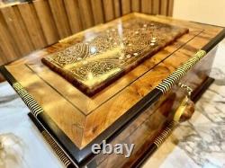 Moroccan jewelry burl thuya Box lockable wooden Jewelry Box organizer with key