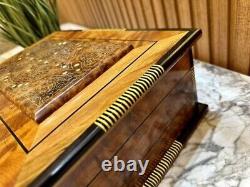 Moroccan jewelry burl thuya Box lockable wooden Jewelry Box organizer with key