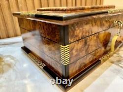 Moroccan jewelry burl thuya Box lockable wooden Jewelry Box organizer with key