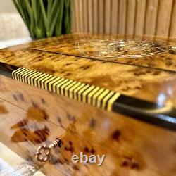 Moroccan jewelry burl thuya Box lockable wooden Jewelry Box organizer with key