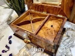 Moroccan jewelry burl thuya Box lockable wooden Jewelry Box organizer with key