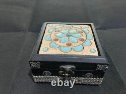 Mosaic Wooden Box Handmade Ceramic Lid, Unique Vintage-Inspired Keepsake