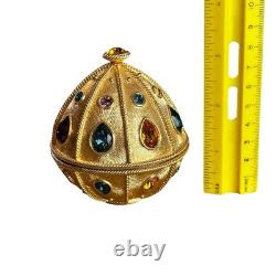 NAPIER #248/500 gold bejeweled egg shaped trinket box rare vintage 1990's
