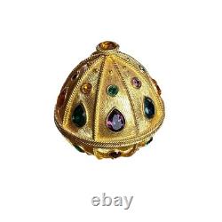 NAPIER #248/500 gold bejeweled egg shaped trinket box rare vintage 1990's