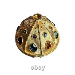 NAPIER #248/500 gold bejeweled egg shaped trinket box rare vintage 1990's
