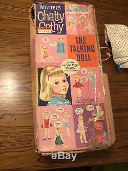 NICE! Vintage Mattel Chatty Cathy Doll Blue dress Original 1959 First Box & Book