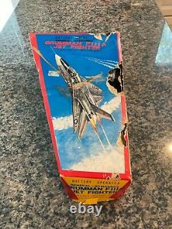 NOMURA VINTAGE TIN & PLASTIC F-111A FIGHTER JET FULLY WORKING WithBOX. CVIDEO