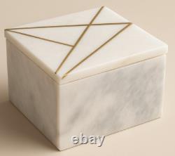 Natural Vintage Grey Marble Rectangular Storage Box with Cover, 4 x 6