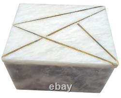 Natural Vintage Grey Marble Rectangular Storage Box with Cover, 4 x 6