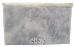 Natural Vintage Grey Marble Rectangular Storage Box with Cover, 4 x 6