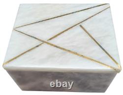 Natural Vintage Grey Marble Rectangular Storage Box with Cover, 4 x 6