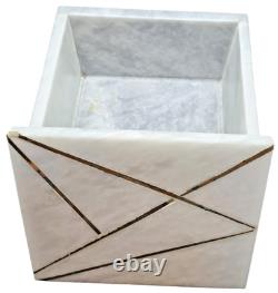Natural Vintage Grey Marble Rectangular Storage Box with Cover, 4 x 6