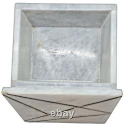 Natural Vintage Grey Marble Rectangular Storage Box with Cover, 4 x 6