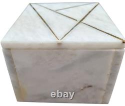 Natural Vintage Grey Marble Rectangular Storage Box with Cover, 4 x 6