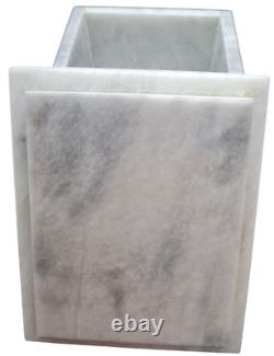 Natural Vintage Grey Marble Rectangular Storage Box with Cover, 4 x 6