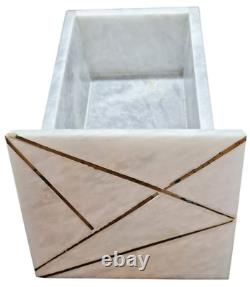 Natural Vintage Grey Marble Rectangular Storage Box with Cover, 4 x 6